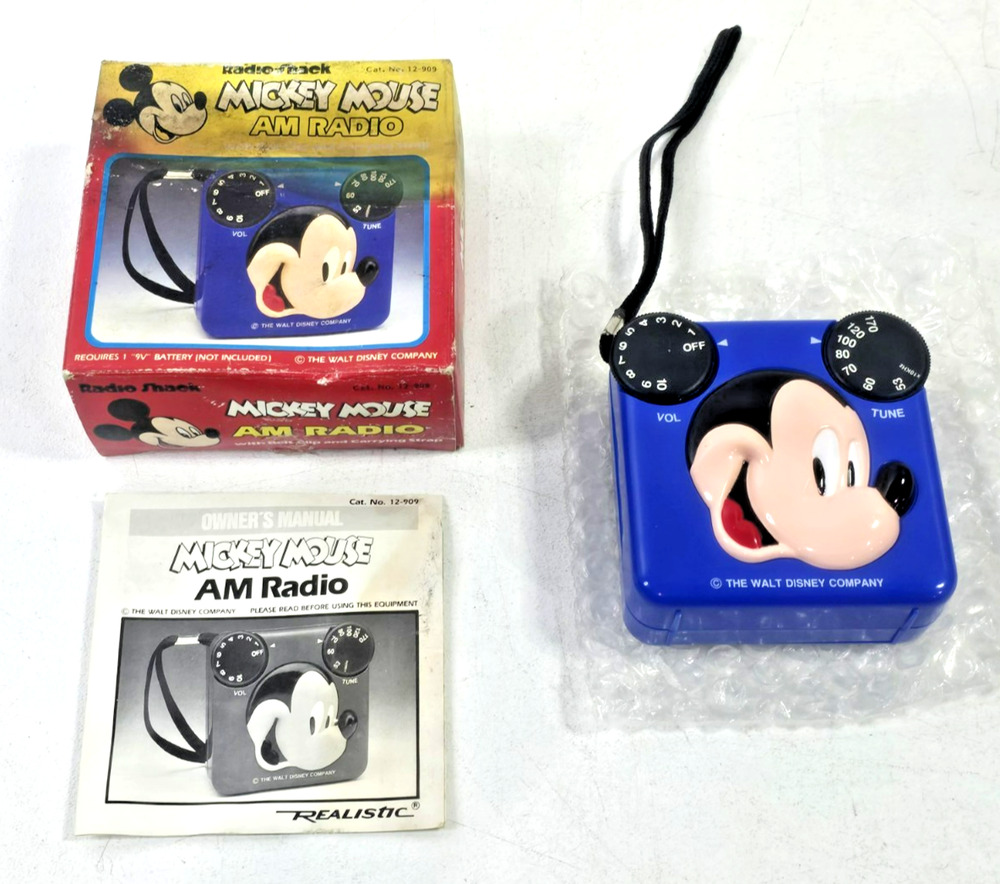 Vintage Realistic Mickey Mouse AM Pocket Radio w Box